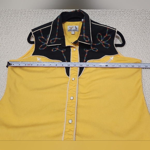 RARE Y2K‎ Panhandle Slim Pearl Snap Retro Western Embroidered Sleeveless Rodeo - Picture 7 of 7